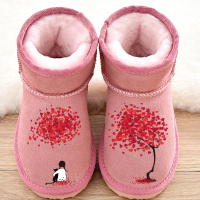 儿童雪地靴真皮女童短靴2018冬季新款加厚保暖宝宝棉靴小女孩靴子