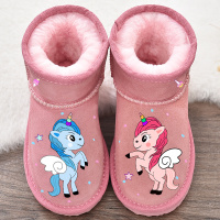 儿童雪地靴2018冬新款真皮女童短靴可爱卡通童鞋加厚保暖宝宝棉靴