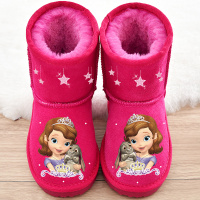 儿童雪地靴2018冬新款女童中筒靴卡通公主靴宝宝靴子女孩保暖棉靴