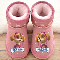 儿童雪地靴真皮女童短靴2018冬新款卡通加厚男童棉靴软底宝宝靴子