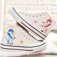 加绒女童小白鞋2018冬新款儿童帆布鞋中大童中高帮板鞋学生休闲鞋