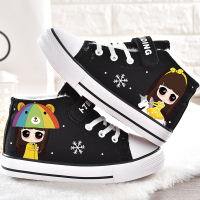 加绒儿童帆布鞋2018冬新款女童二棉鞋小学生中高帮板鞋保暖休闲鞋