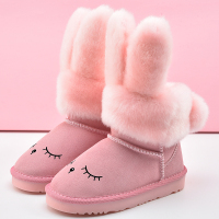 儿童雪地靴可爱兔子棉靴2018冬季新款女童真皮靴子宝宝保暖童靴