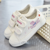 儿童帆布鞋2018秋季新款魔术贴男女童小白鞋卡通板鞋宝宝透气布鞋