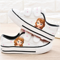 儿童帆布鞋女童鞋魔术贴小童白布鞋新款幼儿园小白鞋卡通宝宝板鞋