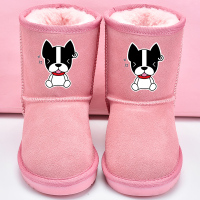 男童雪地靴保暖女童靴子2018冬季新款儿童中筒靴加绒真皮宝宝棉靴