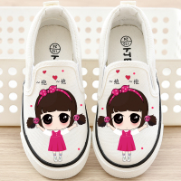 儿童帆布鞋男女童3岁4岁宝宝鞋童鞋小童白布鞋一脚蹬幼儿园鞋卡通