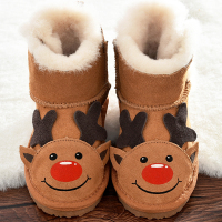 羊皮毛一体儿童雪地靴男童鞋女童靴子真皮短靴2018冬新款宝宝棉靴