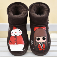 儿童雪地靴2018冬新款女童靴子真皮公主短靴保暖宝宝棉靴牛皮冬靴