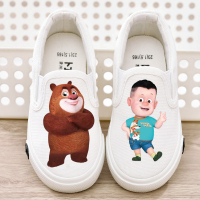 儿童帆布鞋卡通童鞋一脚蹬男童鞋子秋季透气中大童休闲板鞋小学生