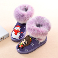 真皮儿童雪地靴女童牛皮短靴保暖兔毛卡通靴子冬季新款中大童冬靴
