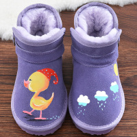 女童雪地靴儿童短靴可爱卡通涂鸦童鞋保暖真皮棉靴2018冬季新款潮