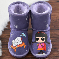 女童雪地靴冬季儿童靴子真皮大中童棉靴可爱卡通小童靴2018冬新款