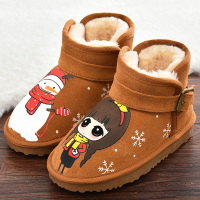 儿童雪地靴真皮女童短靴大童棉靴可爱公主靴小童靴子2018冬季新款