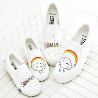 亲子鞋儿童帆布鞋母女母子鞋低帮懒人鞋一脚蹬布鞋韩版小白鞋板鞋