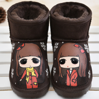 儿童雪地靴2018冬新款真皮女童短靴牛皮靴子短筒宝宝棉靴保暖童靴