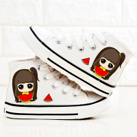 女童帆布鞋高帮儿童布鞋卡通童鞋透气鞋子休闲鞋春秋新款小白板鞋