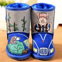男童雪地靴真皮儿童靴子2018冬季卡通牛皮中筒靴宝宝加厚保暖棉靴