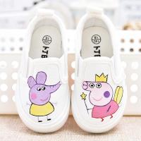 儿童帆布鞋一脚蹬女童布鞋男童手绘板鞋秋新款小白鞋透气学生鞋子