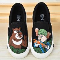 儿童帆布鞋男童鞋子女童手绘透气板鞋2018秋季新款布鞋小学生球鞋