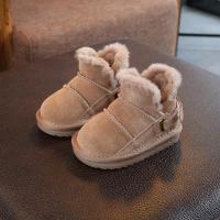 女童雪地靴新款2018儿童真皮短靴男童冬季防水加绒宝宝棉靴1-3岁