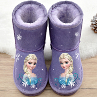 儿童雪地靴女童靴子真皮高筒靴卡通童靴2018冬新款公主靴宝宝棉靴