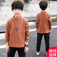 男童长袖T恤2018秋冬新款韩版儿童针织衫毛衣中大童加绒打底衫潮