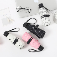 [加厚黑胶-口袋伞]超轻巧太阳伞三折叠防晒伞学生女晴雨五折伞