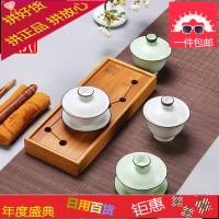 盖碗茶杯 陶瓷茶碗茶具大号三才盖碗套装功夫茶手抓壶 白瓷泡茶器