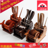 黑檀木茶道六君子 功夫茶具实木茶盘配件双鱼圆杯垫茶道零配 包邮