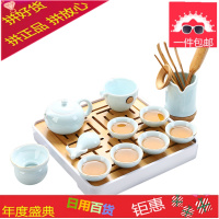 影青瓷功夫茶具套装家用整套白瓷简约办公泡茶盖碗陶瓷喝茶杯茶壶