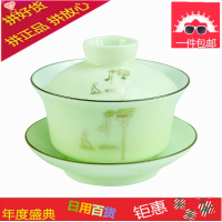 禅字-盖碗茶杯 大号茶碗功夫茶具茶壶 汝窑玻璃三才碗白瓷陶瓷