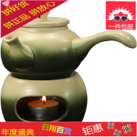 优质古陶侧把壶+底炉 蜡烛煮茶壶 日式粗陶古风古韵 陶瓷功夫茶具