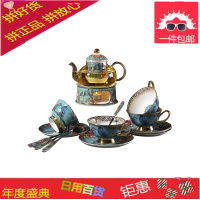 田园风花茶壶套装欧式陶瓷蜡烛加热底座家用下午茶茶具带过滤