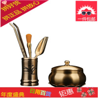 纯铜勺子养壶笔茶叶夹茶杯茶具配件 功夫茶夹镊子茶道六君子套装