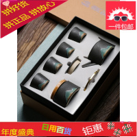 简约复古黑陶功夫茶具套装家用陶瓷一壶四杯带茶叶罐礼盒