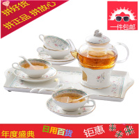 欧式花茶茶具套装下午茶具家用玻璃煮水果花茶壶加热蜡烛花茶杯碟