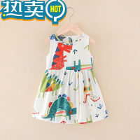 绿彩虹光女童棉绸连衣裙中小童女孩裙子夏天童装吊带裙大童薄款透气沙滩裙