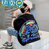 绿彩虹光儿童装夏装男童短袖T恤夏款2023新款中大童夏季潮牌宽松半袖上衣t