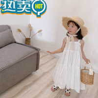 绿彩虹光连衣裙2023夏装新款女儿童吊带裙女童裙子海边度假洋气沙滩裙超仙
