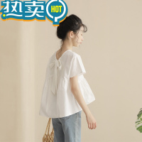 绿彩虹光女童娃娃衫公主衬衫短袖夏装大童装韩版洋气儿童T恤休闲上衣