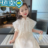 绿彩虹光女童夏季连衣裙2023新款时髦宝宝公主裙夏装旗袍女孩汉服儿童裙子
