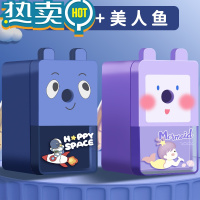 绿彩虹光自动进铅卷笔刀削铅笔器手摇学生用多钻刨旋绞小学生小型转笔儿童文具学习用品车修剥机小式刀笔耐用刨笔 [2个装]宇航