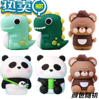 绿彩虹光卡通造型卷笔刀小学生小型便携款手动转笔刀铅笔削笔器幼儿园学生 1个恐龙+1个小熊+1个熊猫