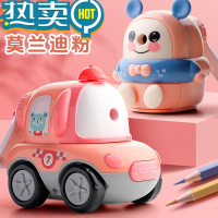 绿彩虹光鼎邦卷笔刀削笔器自动进铅小学生幼儿园可爱卡通儿童多钻笔刀旋刨笔机手摇铅笔刀转笔刀削笔刀彩铅卷笔器 2个装[粉跑车