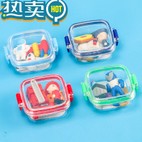 绿彩虹光过家家可拆装橡皮擦便当盒套装卡通水果造型创意学生文具生日礼物 8610/小小英雄/两套8小盒