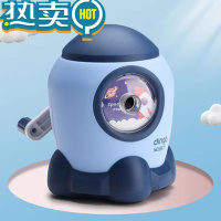 绿彩虹光削笔机手摇儿童削笔器转笔刀可爱兔子自动进铅幼儿园小学生卷笔刀 小火箭-蓝色 60°以下 0cm 0cm
