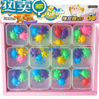 绿彩虹光新款蛋仔派对橡皮擦公仔小学生幼儿园礼物摆摊便宜儿童玩具收纳盒 随机1小盒