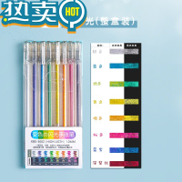 绿彩虹光彩色闪光啫喱笔闪亮金属一笔多色流沙珠光荧光色水彩闪粉彩虹笔手账笔儿童变色亮晶晶手帐笔做笔记专用记号笔
