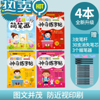绿彩虹光儿童凹槽练字帖贴写字本幼儿园大中班练习字帖初学者数字描红本 数字0-50+拼音1+简笔画(人物风景)+基础汉字[